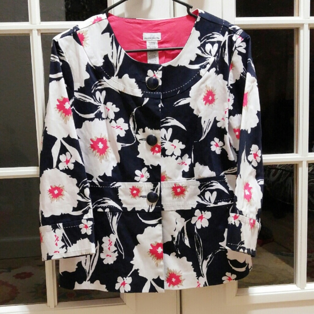 Beautiful Navy, Coral, and White Ladies Jacket!